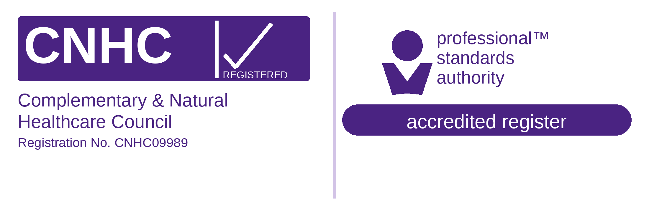 CNHC Registered – Complementary & Natural Healthcare Council – Registration Number CNHC09989